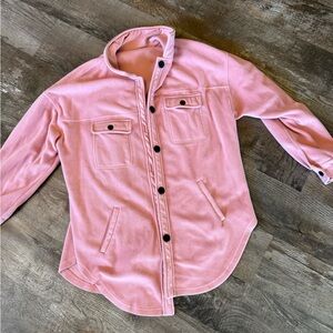 Pink Button-Up Fleece Jacket